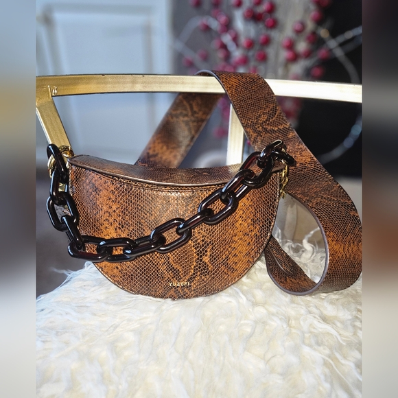 Yuzefi Handbags - Yuzefi Doris Brown Snake Skin Pattern Bag-EUC